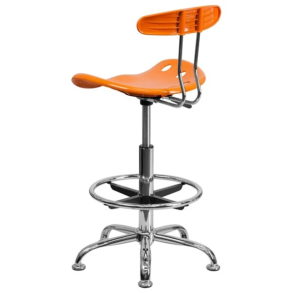 Flash Furniture Low Back Polymer Drafting Stool With Tractor Seat, Vibrant Orange 5 Flash Furniture Low Back Polymer Drafting Stool With Tractor Seat, Vibrant Orange - Image 5