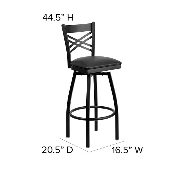 Flash Furniture Traditional Vinyl Restaurant Swivel Barstool With Back, Black (XU6F8BXSWVBKV) 5 Flash Furniture Traditional Vinyl Restaurant Swivel Barstool With Back, Black (XU6F8BXSWVBKV) - Image 5
