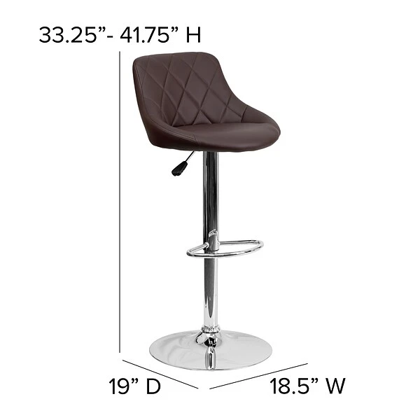 Flash Furniture Contemporary Vinyl Adjustable Height Barstool With Back, Brown (CH82028ABRN) 5 Flash Furniture Contemporary Vinyl Adjustable Height Barstool With Back, Brown (CH82028ABRN) - Image 5
