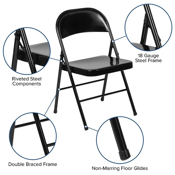 Flash Furniture HERCULES Series Metal Folding Chair, 4/Pk (4BDF002BK) 5 Flash Furniture HERCULES Series Metal Folding Chair, 4/Pk (4BDF002BK) - Image 5