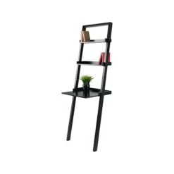 Winsome Bellamy 3-Shelf 69"H Leaning Bookcase, Black (29323) -Popular Furniture sp98414961 s7