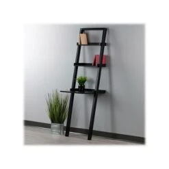 Winsome Bellamy 3-Shelf 69"H Leaning Bookcase, Black (29323) -Popular Furniture sp98414962 s7
